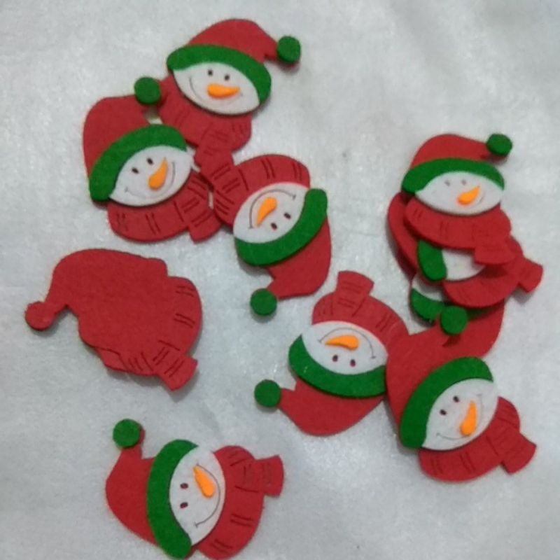 snowman tempelan aplikasi natal bahan craft kerajinan