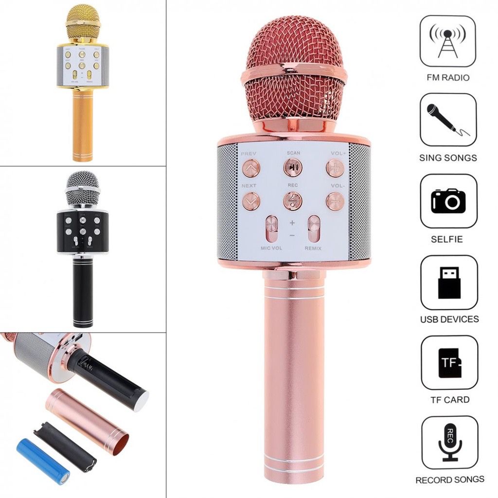 Mic BT WS-858 / Smule Wireless Karaoke Portable / Mic Karaoke Mikrofon Original Wireless Mic Smule WSTER W-STER WS858 WS-858 WS 858