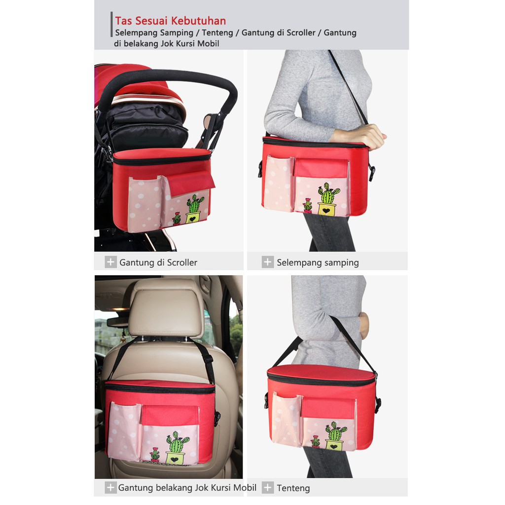 Mainland Diaper Bag Multifungsi Tas Bayi Stripe Series Selempang Mobil Tenteng Scroller TMM01-A