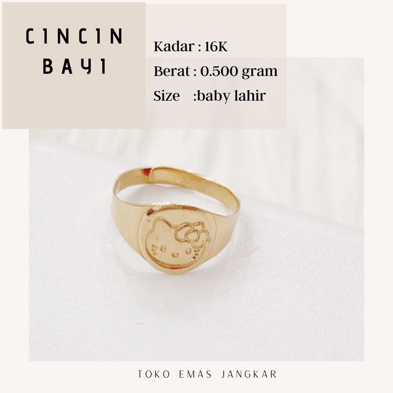 Cincin Emas Bayi Motif Hello Kitty  0.550 Gr Souvenir Kado Lahiran