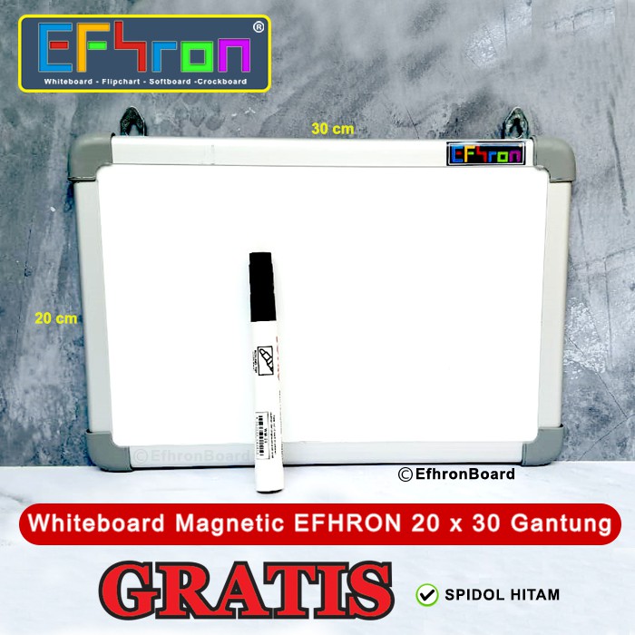 

Whiteboard EFHRON 20 cm x 30 cm Magnetic Gantung SPidol Hitam
