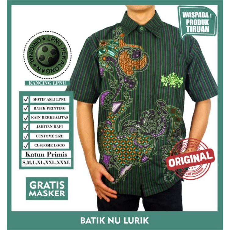 Batio NU Lurik Hem Lurik NU Kemaja Lurik NU Kemeja Lengan Pendek NU Nahdlatul Ulama Batik NU Origina