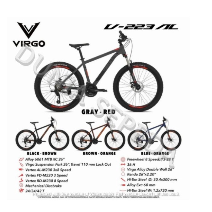 SEPEDA GUNUNG MTB 26 INCH VIRGO V223 AL ALLOY ORI TERMURAH