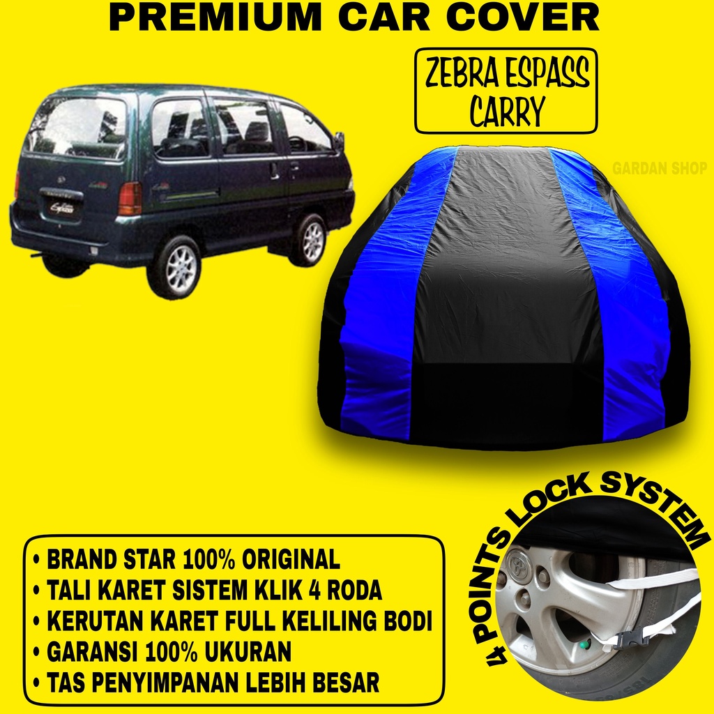 Body Cover ZEBRA ESPASS CARRY Sarung Strip BIRU Penutup Pelindung Bodi Mobil Zebra Espass Carry PREMIUM