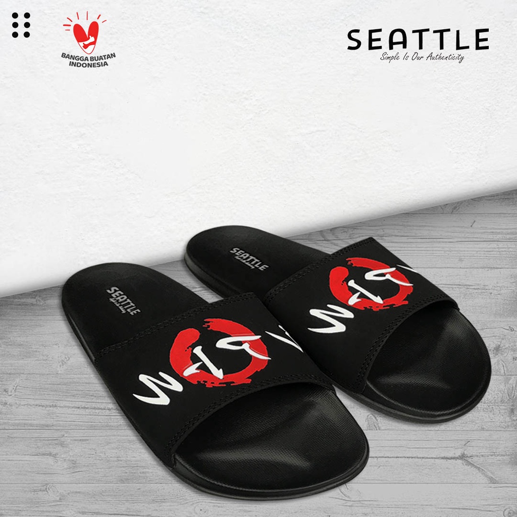Seattle - Slippers Basic Red Black / Sandal Slop / Sandal Slide / Sandal Slip On Unisex-Japan