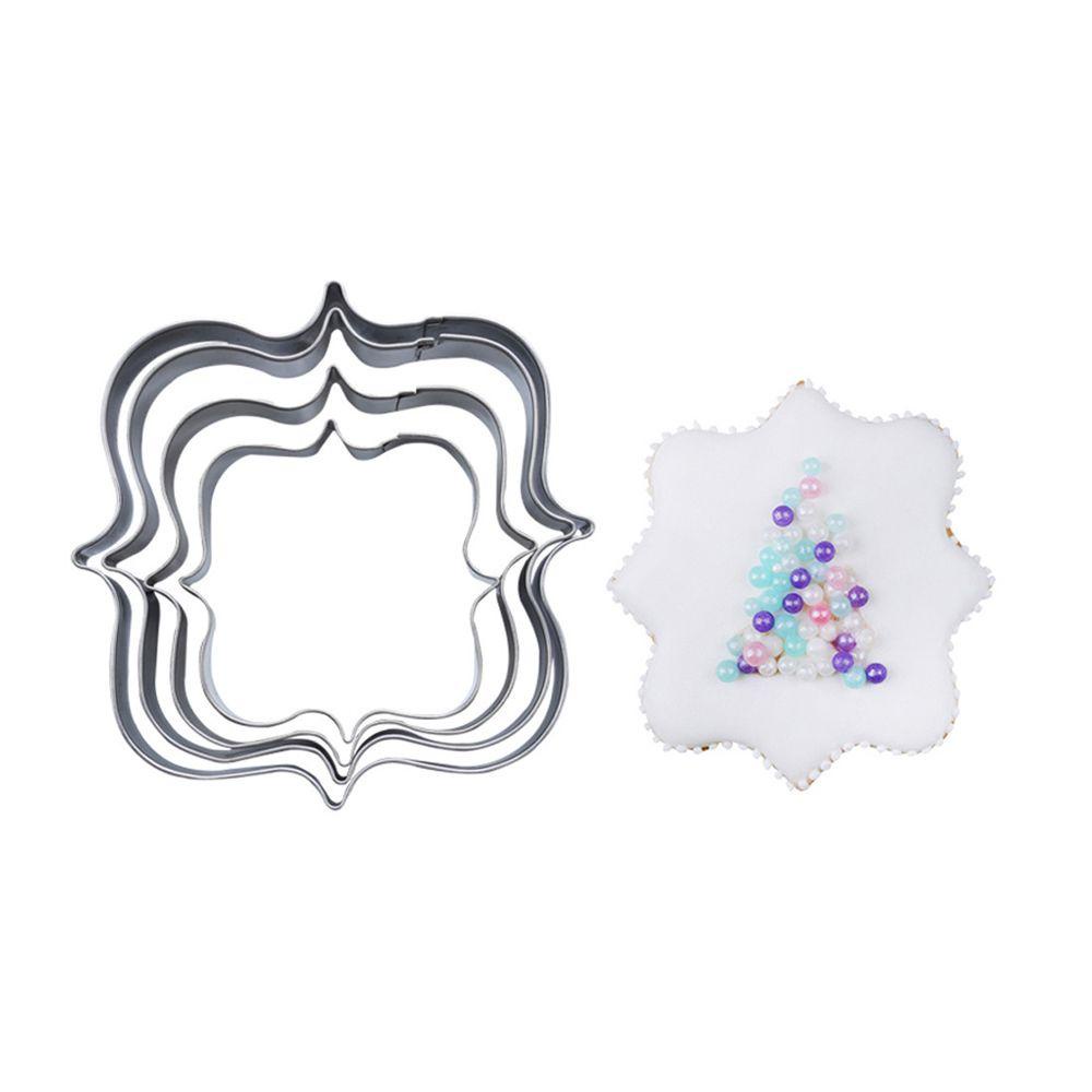 Solighter 3/4PCS Bingkai Cookies Cutter DIY Oval Stainless Steel Cetakan Kue Merry Christmas Cookie Mould