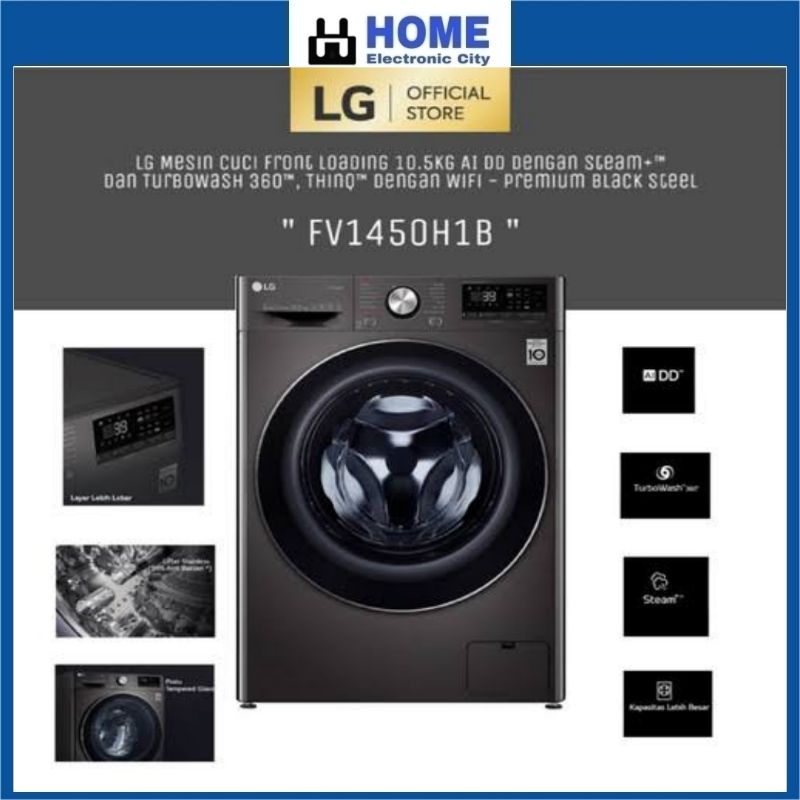 LG FV1450H1B MESIN CUCI FRONT LOADING 10,5kg GARANSI RESMI