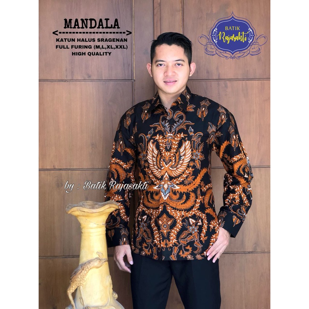 MANDALA Kemeja Batik Pria Lengan Panjang Katun Halus FULL FURING Rajasakti