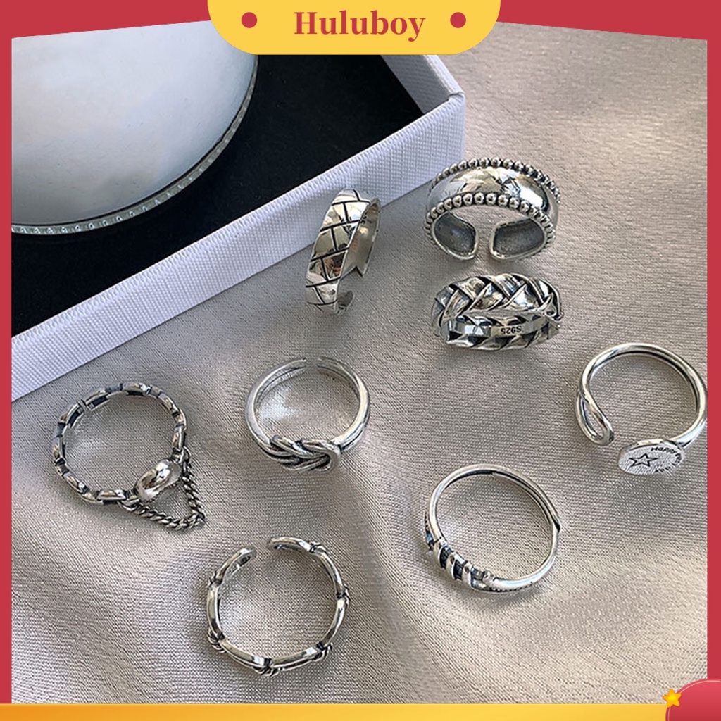 Hu Hu Hu Hu Hu Alat Bantu Pasang Kacamata♡ Cincin Lapis Silver Model Terbuka Dapat Disesuaikan Tahan Pudar Untuk Wanita