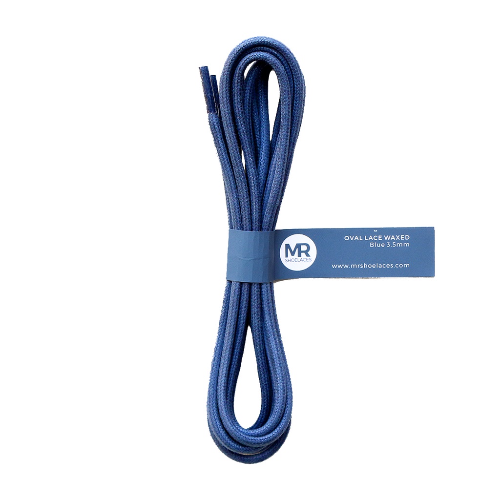 MR Shoelaces FC26 Biru BLUE Tali Sepatu Lilin Oval 3.5mm (Waxed Laces) 50cm 80cm 100cm 120cm 150cm 200cm - Premium Shoelace