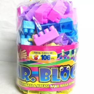  Mainan  Balok susun mr block 106pc Shopee Indonesia