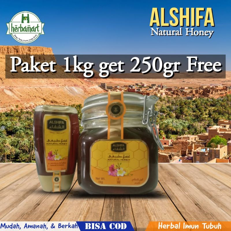 

Madu Alshifa Al Shifa kemasan 1kg bonus 250gr Madu Import Arab