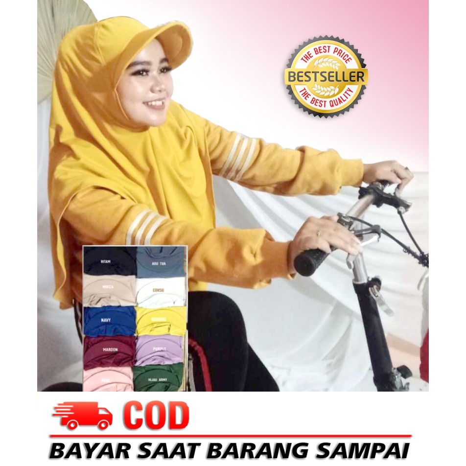 JILBAB JOGGING DEWASA | BERGO SPORTY TOPI HIJAB GOWES ADEM BAHAN JERSEY SUPER 100% ORI