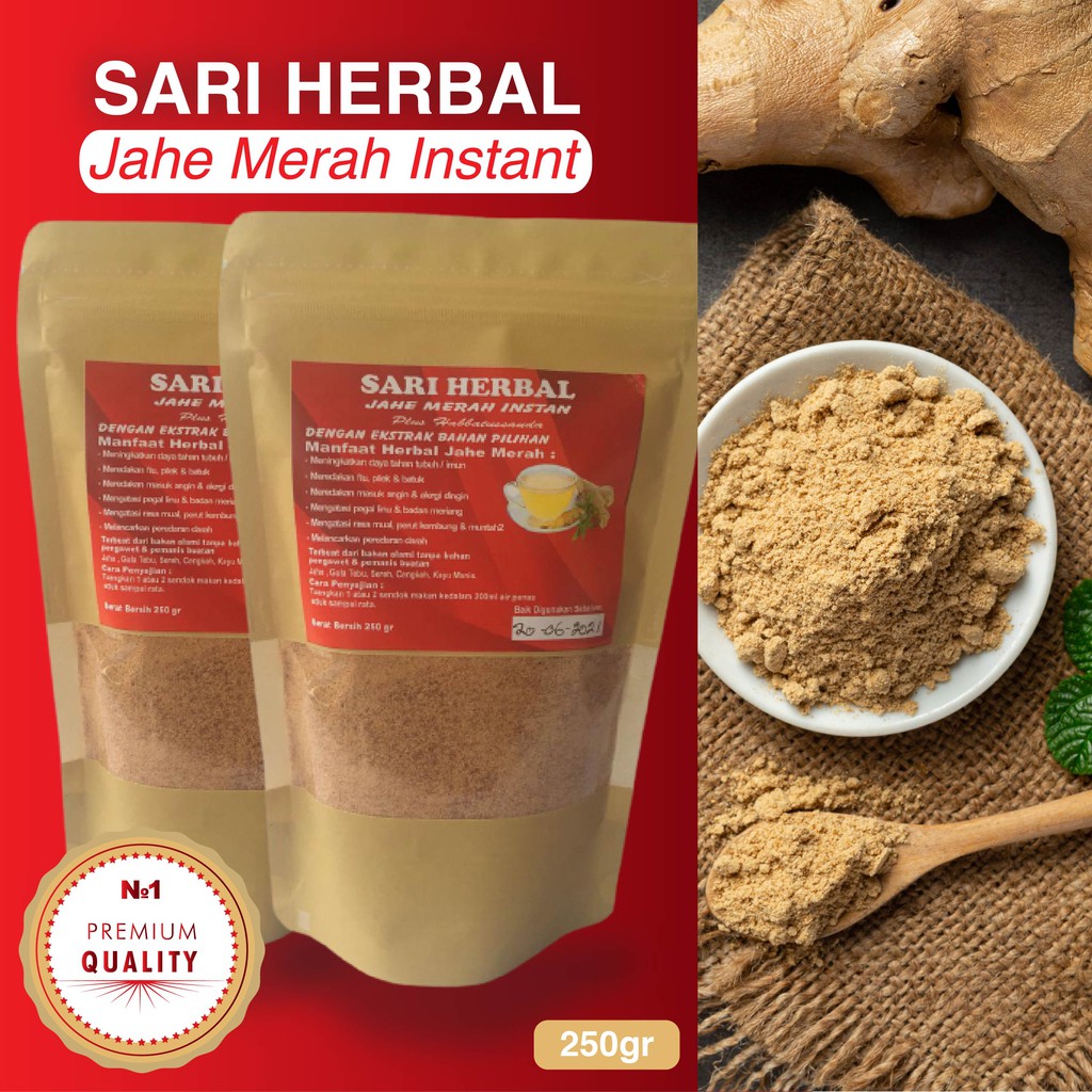 

PAKET 2PCS Jahe Merah Sari Herbal Bubuk Instan 250gram