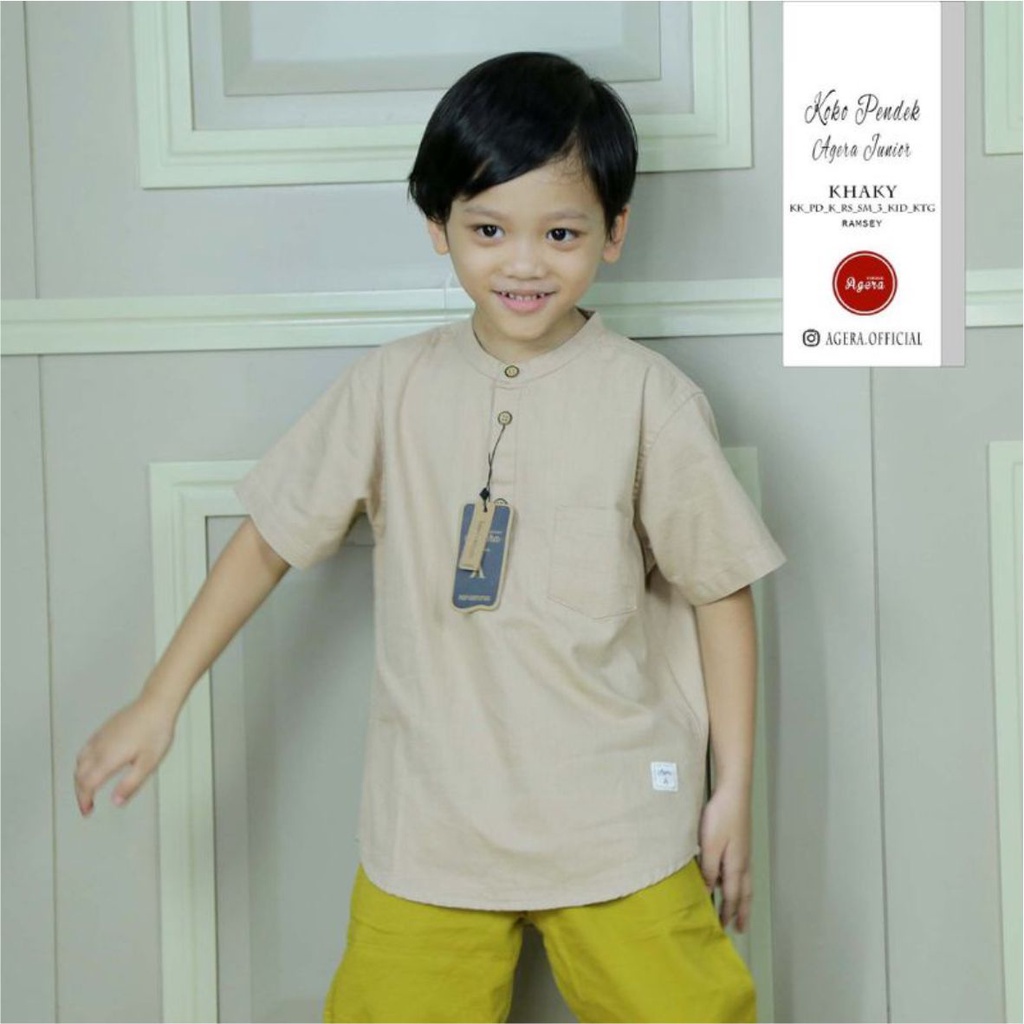 BAJU KURTA KEMEJA KOKO KEMKO ANAK LAKI LAKI LENGAN PENDEK  KATUN ORIGINAL TERBARU AGERA JUNIOR 2