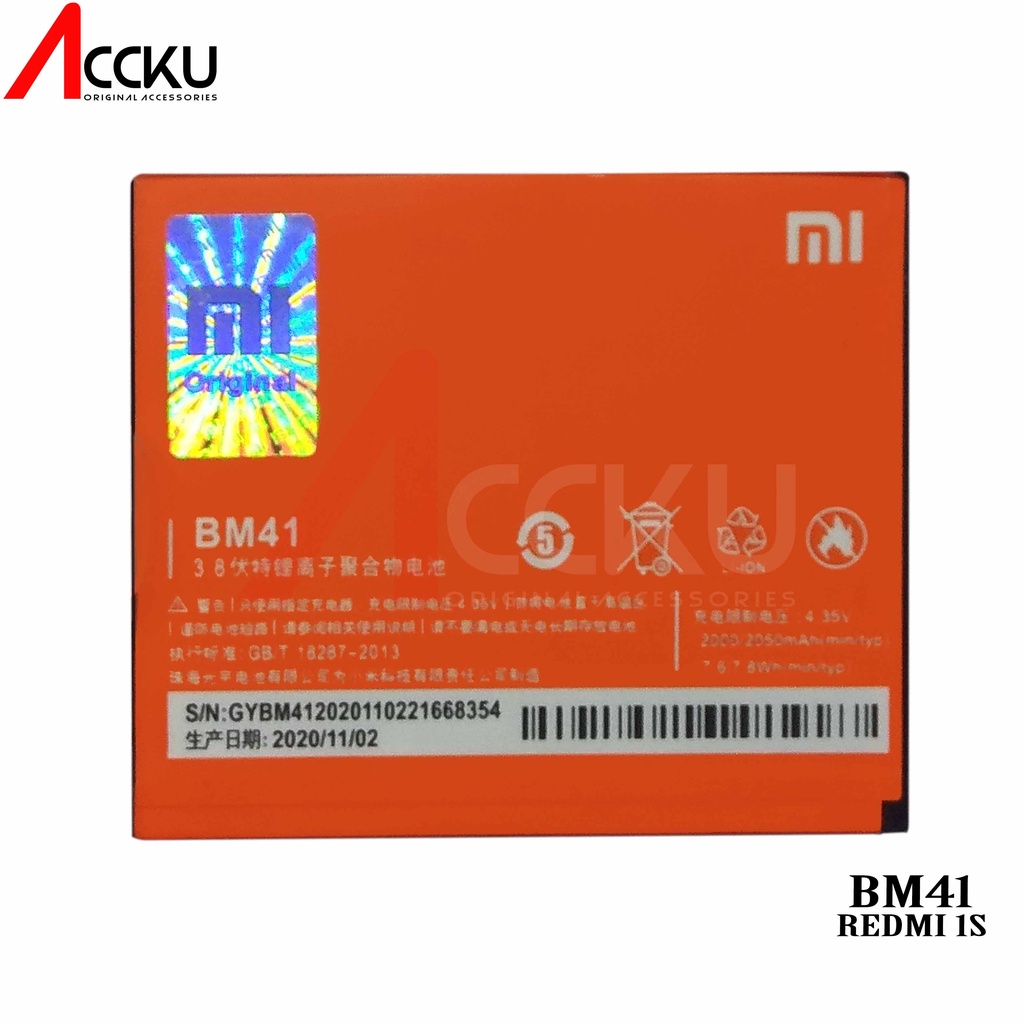 BATERAI XIAOMI REDMI 1 BATERAI XIAOMI BM41 BATTERY XIAOMI  REDMI 1S BATTERY XIAOMI  BM41 ORIGINAL