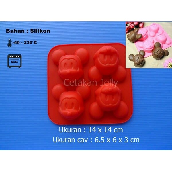 

Cetakan Mickey 4lubang buat puding coklat esbatu dll