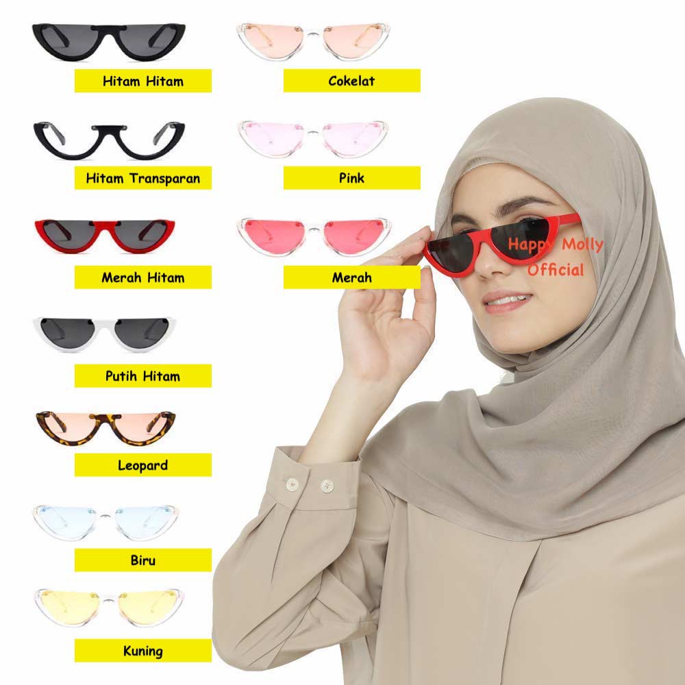 Anti UV Eye Cat Sunglasses - Kacamata Pria &amp; Wanita Hijab - SH (Group) Free Kotak Kacamata