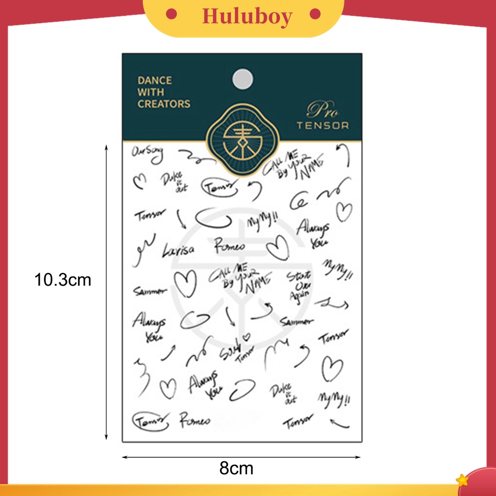 Huluboy Huluboy♡ Stiker Kuku 5D Motif Tulisan Warna-Warni Untuk Manicure Wanita