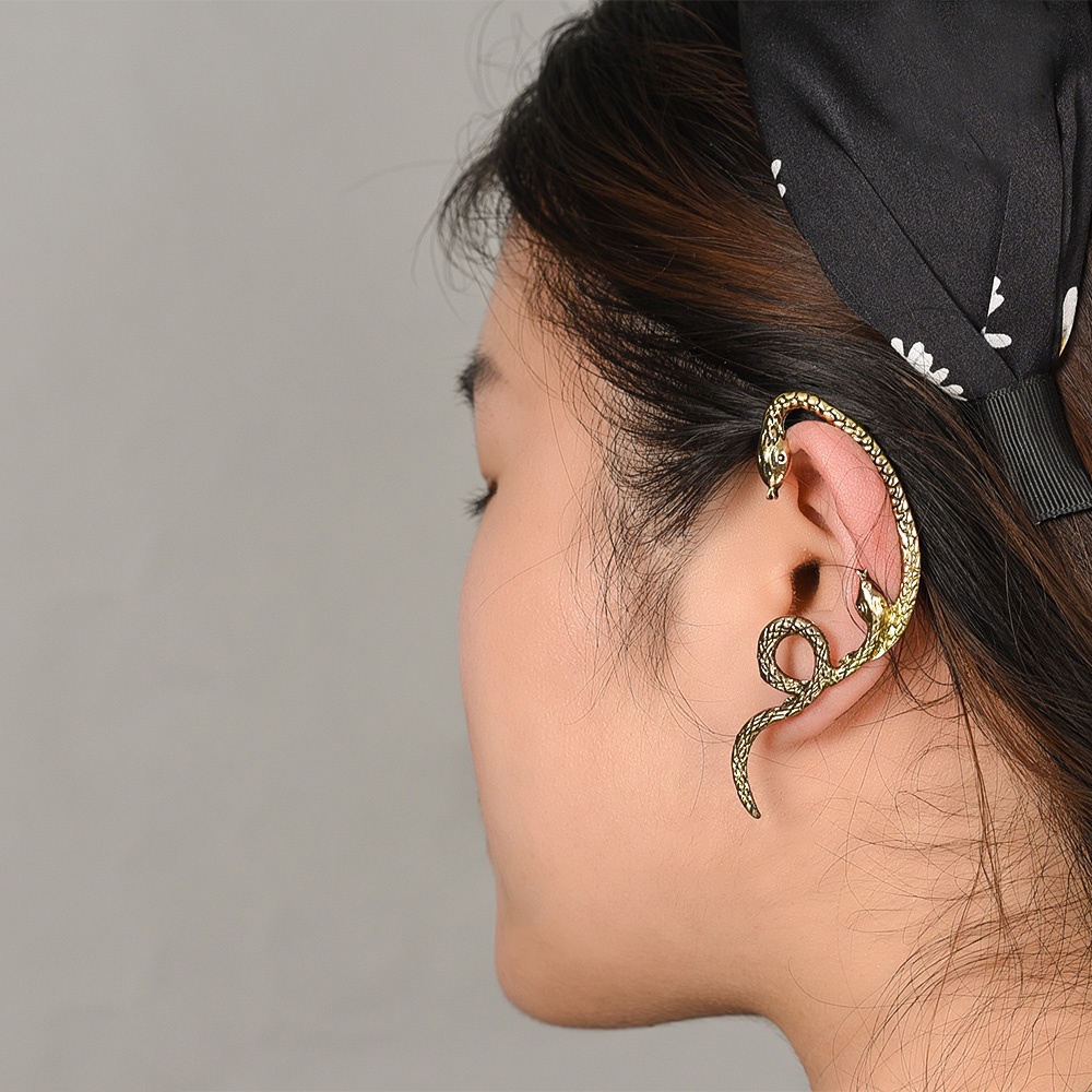 Anting Stud Bentuk Ular Gaya Retro Punk Gothic Hip Hop Untuk Wanita