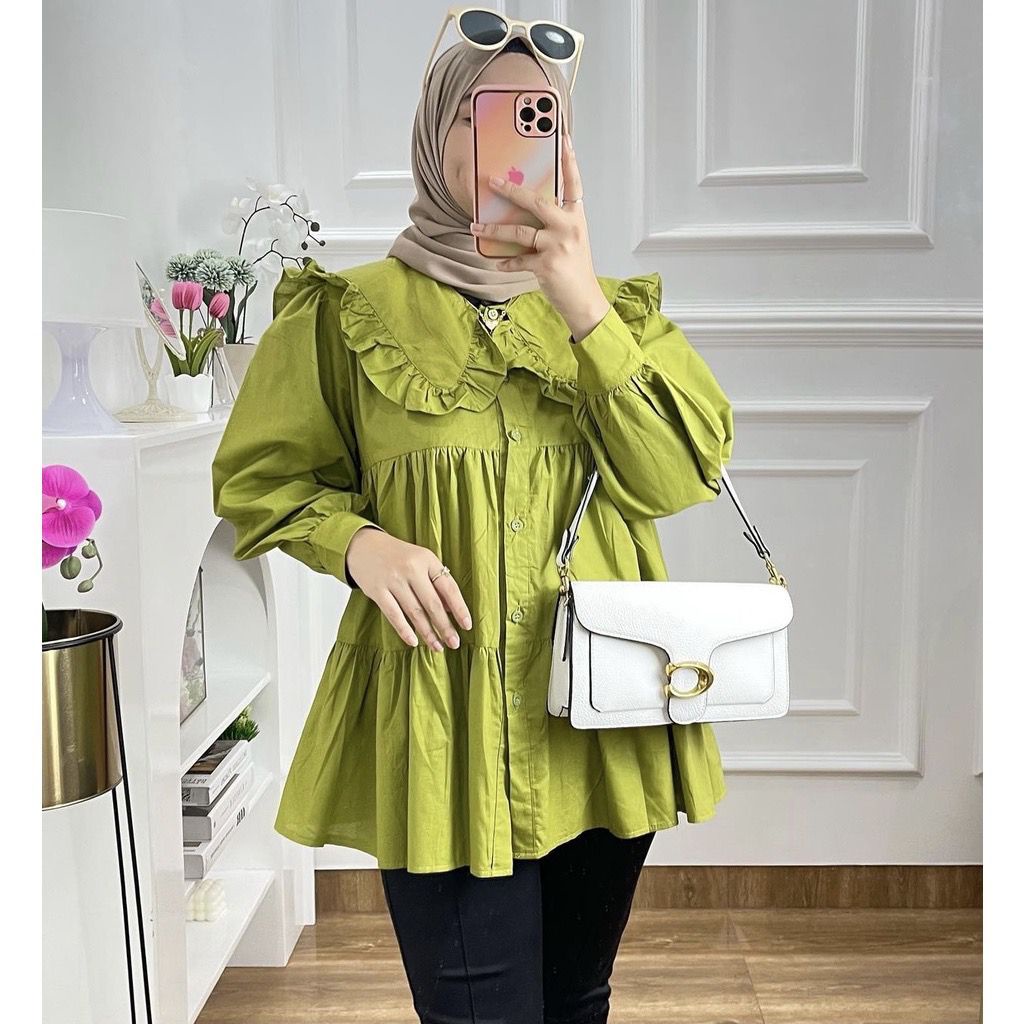 1KG MUAT 5PCS | KALITA BLOUSE RUFFLE FULL KANCING BUSUI HITS OOTD SELEBGRAM FASHION GROSIR MURAH WANITA