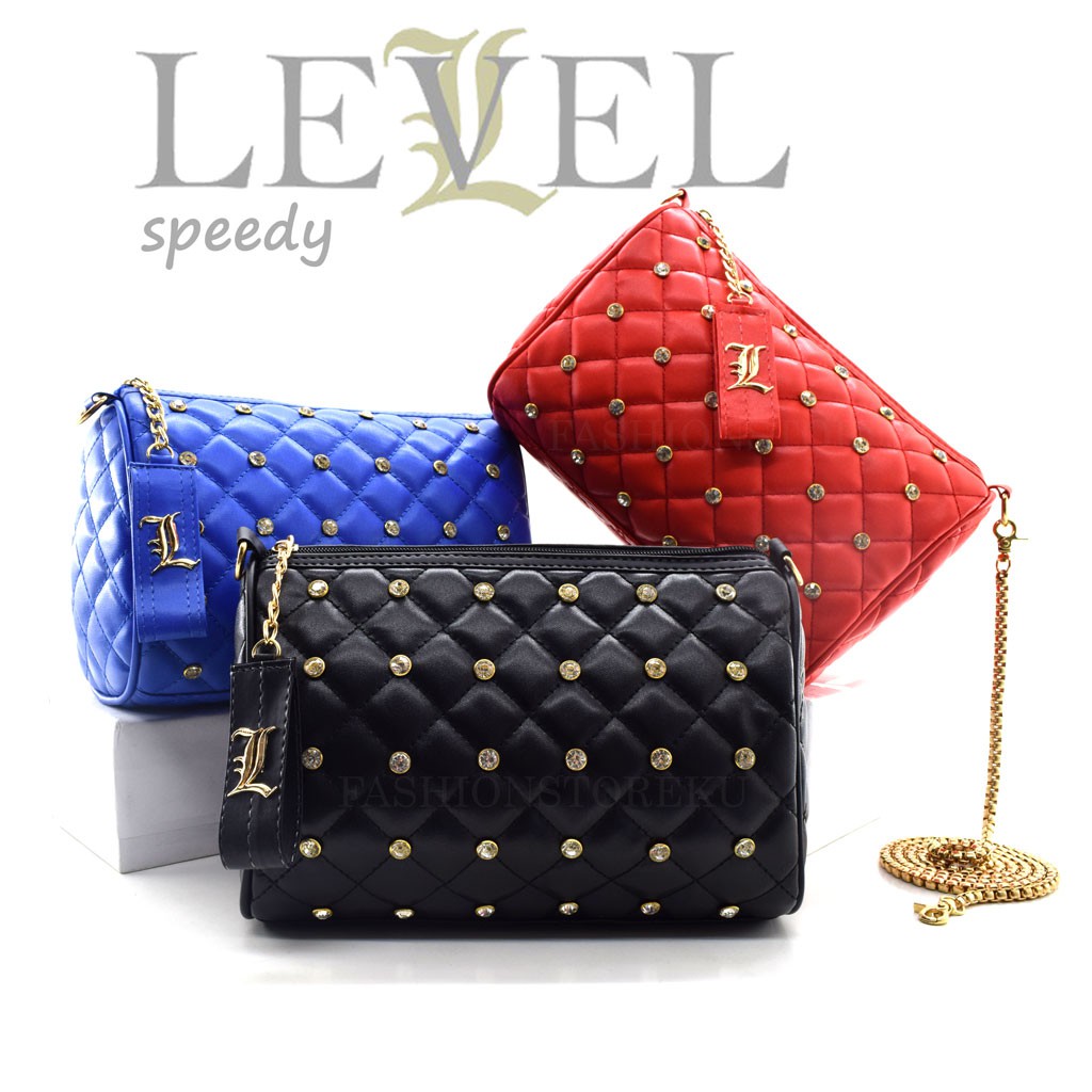 FASHIONSTOREKU TAS LEVEL SPEEDY STUD DIAMOND FASHION IMPORT BATAM WANITA SLING BAG SELEMPANG CLUTCH