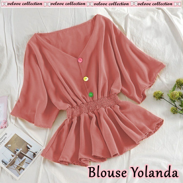 023 BLOUSE YOLANDA Pakaian Wanita Dewasa  Gaya Kekinian Baru Murah Grosir Tanah Abang