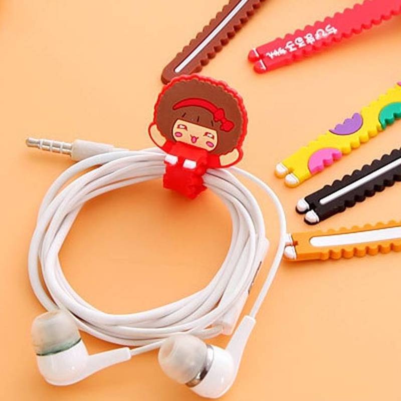[Multifunction PVC Cable Strap Ties] [Creative Cute Cartoon Headphone Winder Hub ][Reusable Cable Winder Clip Suitable for Home, Office Cables Line Organize] [Cable Line Management Tools]