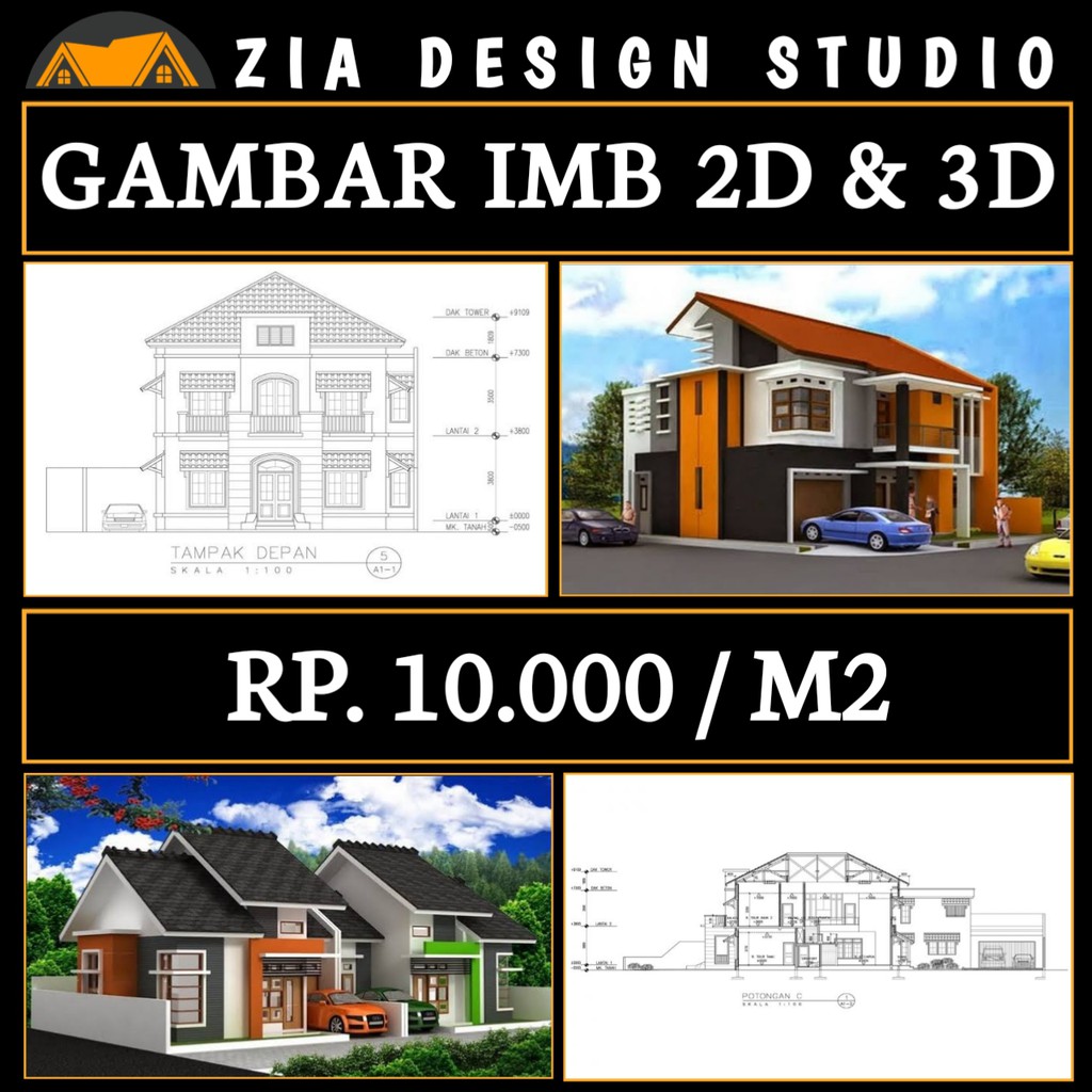 Jual Jasa Desain Rumah Gambar Kerja 2D 3D Rendering Jasa Gambar IMB Indonesia Shopee Indonesia