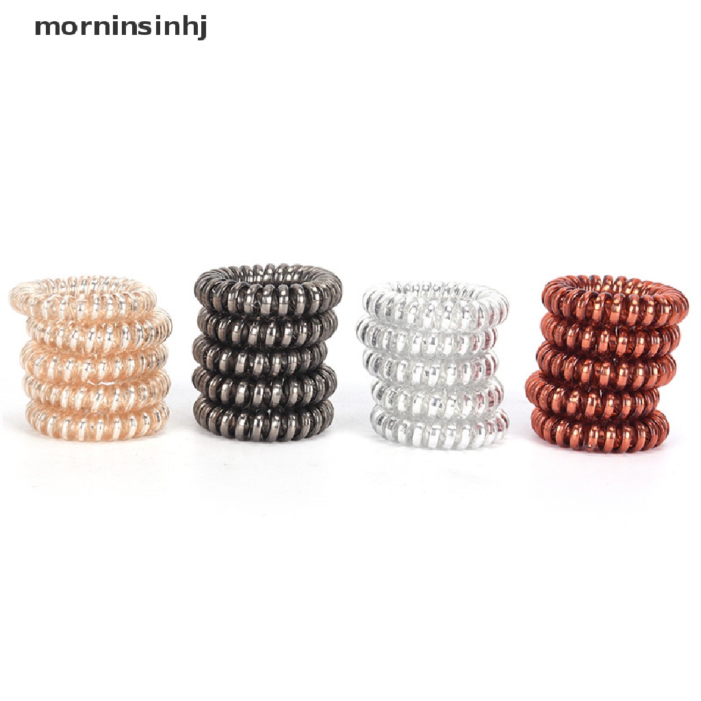 Mornin 1pc / 5pcs Ikat Rambut Spiral Elastis Untuk Wanita