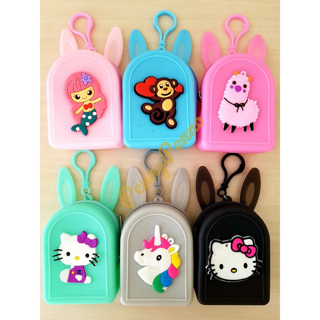 Dompet Koin Jelly Unicorn dg Gantungan Kunci  Bahan Karet Import Motif Karakter