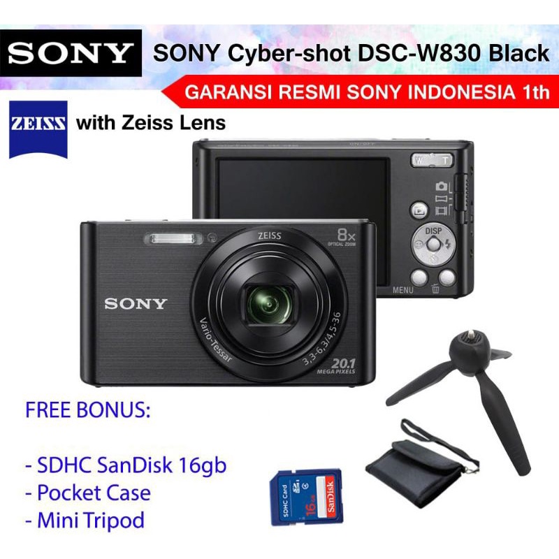 SONY Cyber-shot DSC-W830 Compact Camera W830 Zeiss Lens 20.1 MP 8x Optical Zoom HD Movie 720p