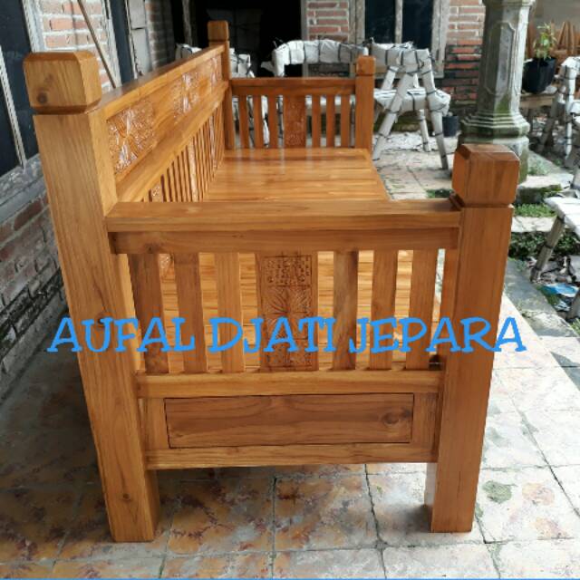 Kursi teras bale bale jati jepara bangku risban daybed ukir ukiran
