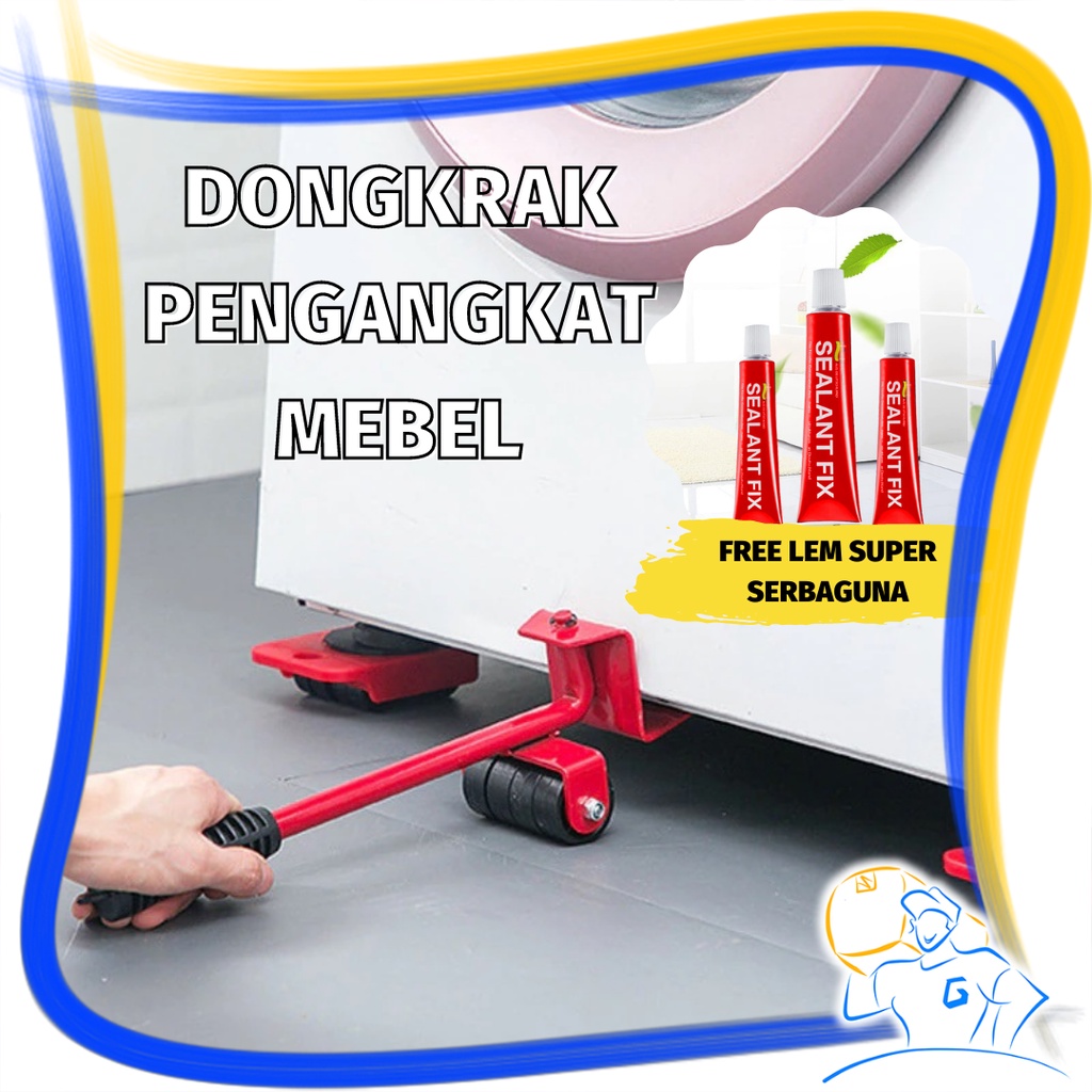 Alat Dongkrak Roda Angkat Barang Pemindah Geser Furnitur Berat Lemari