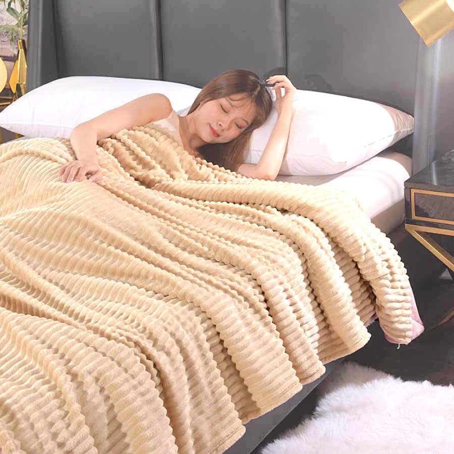 SELIMUT BULU HALUS POLOS UK 180x200 EMBOS / TEXTURE-06 Salur Cream