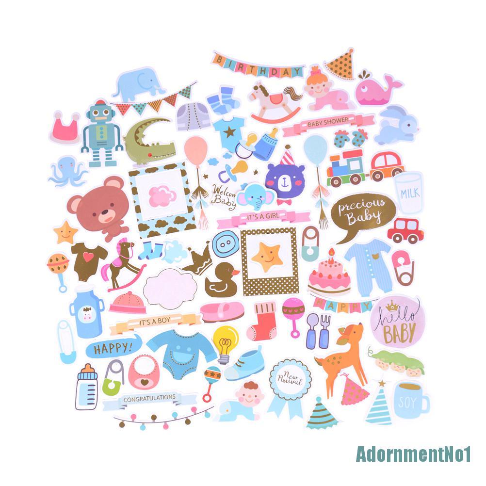 (AdornmentNo1) 73pcs / Set Stiker Die Cut Motif Bayi + Tulisan Happy Planner Untuk Scrapbook / Kartu