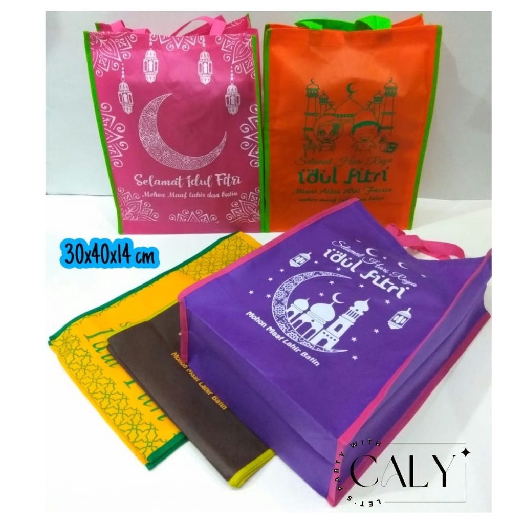 

Goodiebag Idul Fitri / Totebag Amal Lebaran / Tas Bingkisan Lebaran Berwarna 30x40