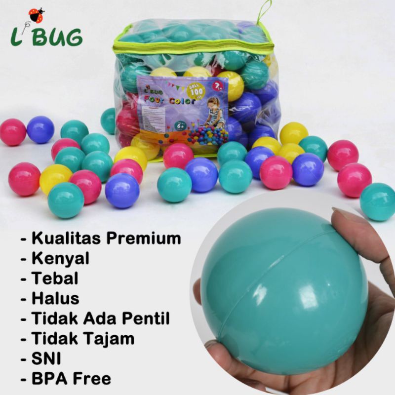 0SH-7001 L'BUG Mainan Mandi Bola Plastik Warna Warni Isi 100 Pcs / 50pcs