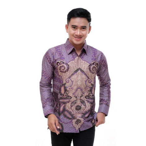 NEW ARRIVAL DISTRO BATIK PRIA BORDIR SOGAN HRB026 BATIKAF-Kmj selendra ungu