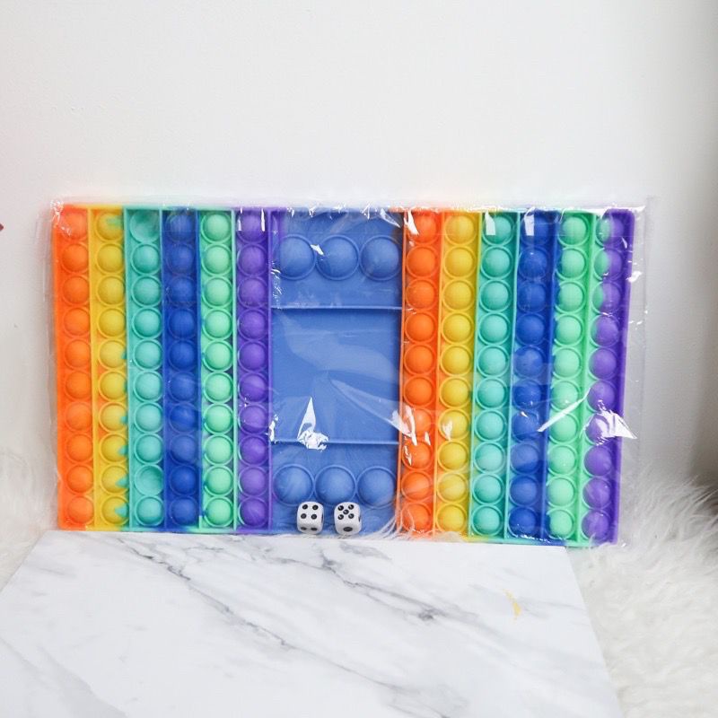 viralkan Mainan POP IT 2 PEMAIN super Jumbo rainbow panjang tebal 32 x 19 free 2 dadu games anak-1