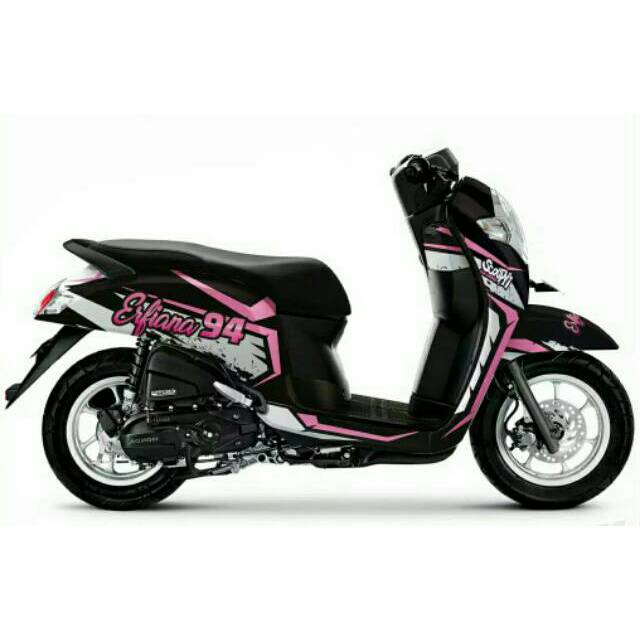 DECAL SCOOPY PUTIH LIST PINK 003