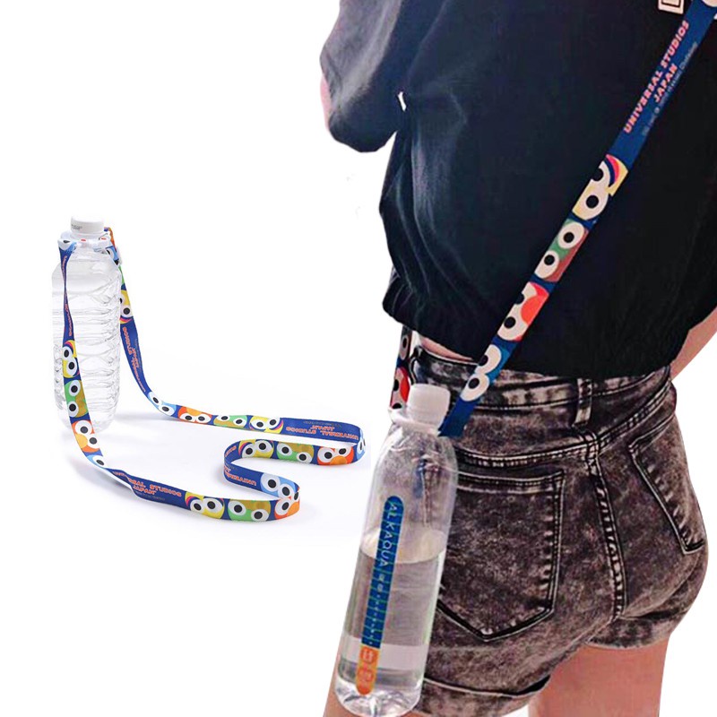 Kartun Botol Minum Tali Panjang Strap Anak Sesame Street Tali Lanyard Karet Lubang Besar Lucu Untuk Botol Air Tali