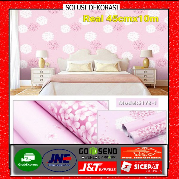 Ready Stok!!! | Wallpaper Stiker  Dinding | Size 10 Meter X 45 cm | dendolion pink | Anti Air