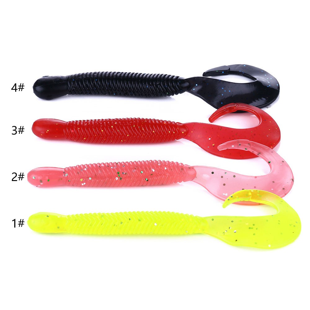 Hengjia 6pcs / Lot Umpan Pancing Softlure Bentuk Cacing 12cm 9.2g Bahan Silikon Dengan Bau Asin