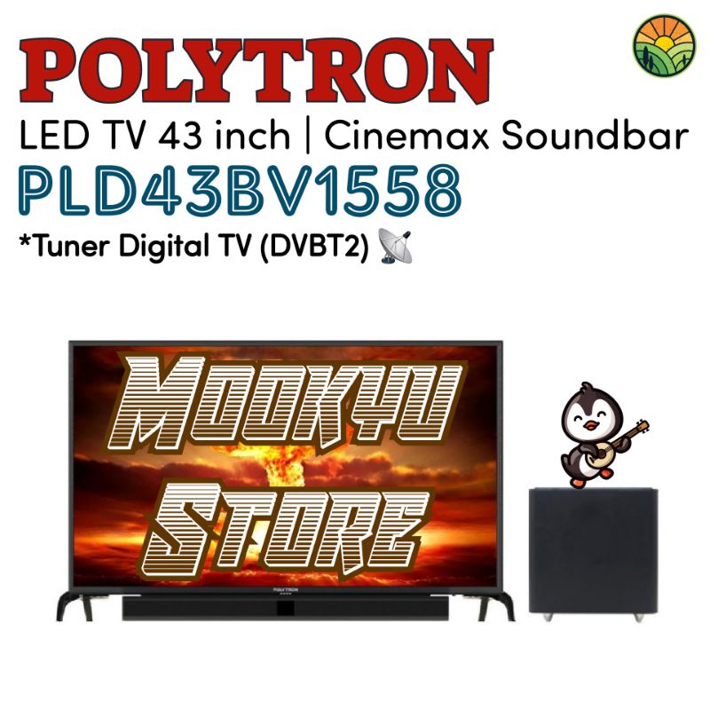 POLYTRON LED TV 43 Inch PLD43BV1558 | PLD43BS1553 | Digital TV With CinemaX Soundbar