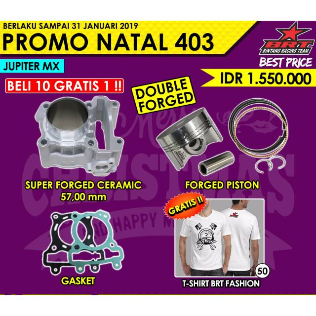 Paket Super Forged Ceramic Blok + Forged Piston Jupiter MX 57mm