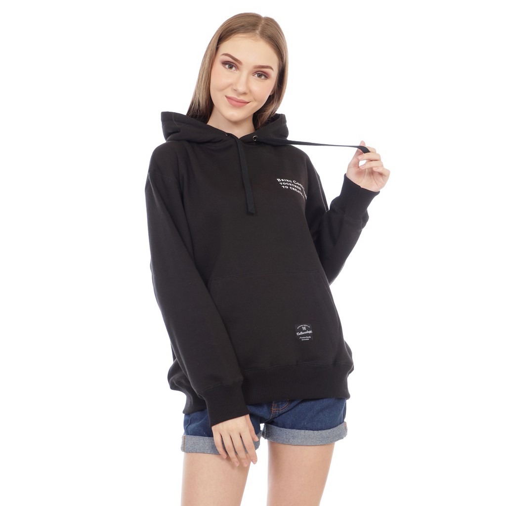Cottonology Sweater Hoodie Wanita Becka Hitam