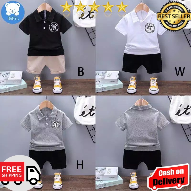 VISION ONLINE-NY POLO SET/SETELAN BAJU BAYI ANAK LAKI LAKI MURAH IMPORT/ KEMEJA/CELANA PENDEK KATUN