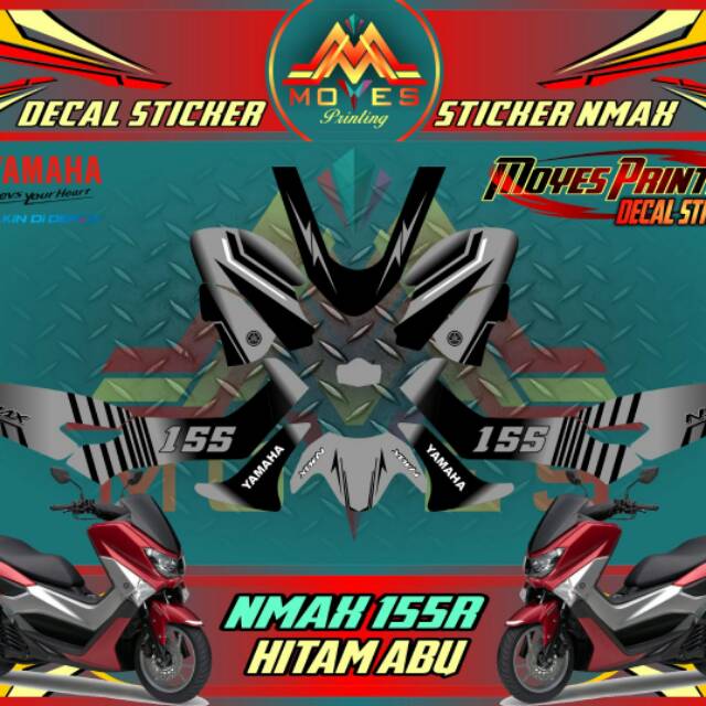 Yamaha Sticker Motor Nmax 155R Hitam Abu Decal Striping fulbody Nmax Hitam abu