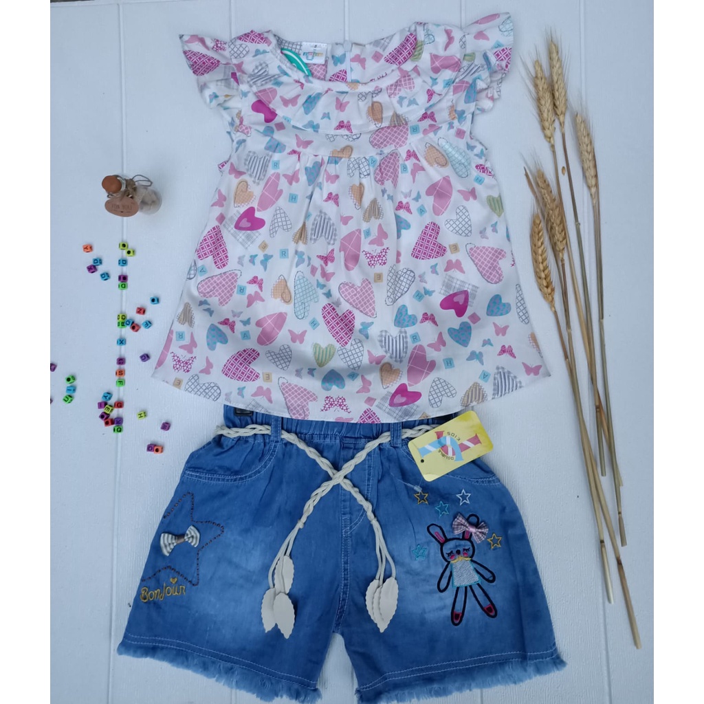 SETELAN ANAK CEWEK KEKINIAN/HOTPAN ANAK PEREMPUAN BORDIR 8 BULAN/8THN